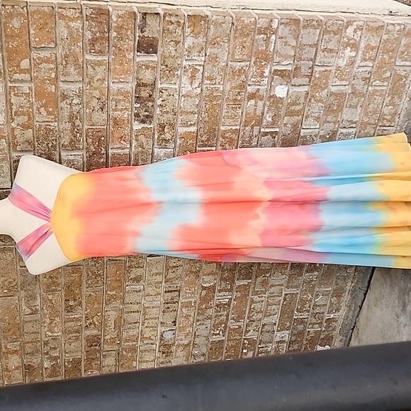 New! V Cristina Maxi Chiffon Summer Dress, Medium, "Sundance Mauna Loa" - Picture 7 of 8